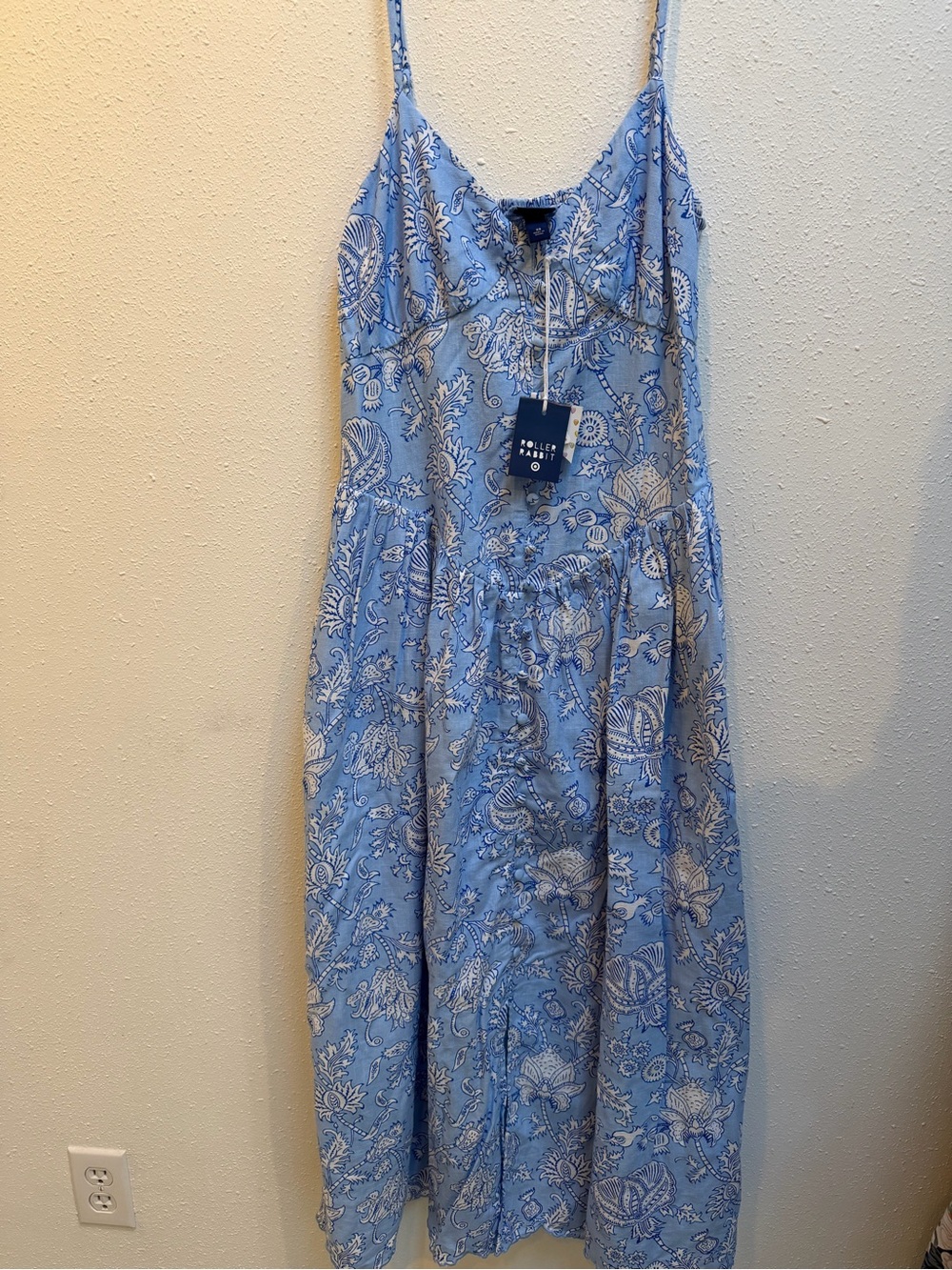 Roller Rabbit x Target Light Blue and White Paisley Drop waist Sundress XS